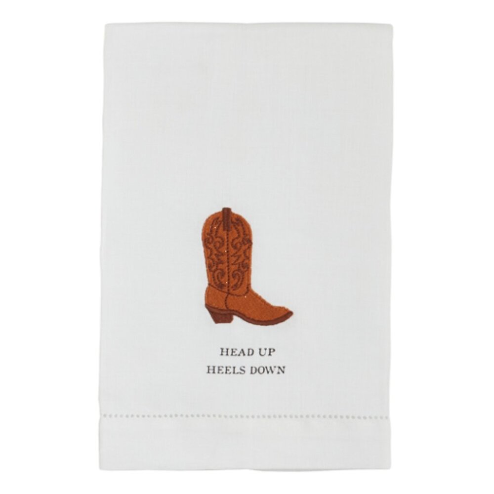 Mud Pie Western Cowboy Boot Embroidered Bathroom Towel 21" x 14" NEW